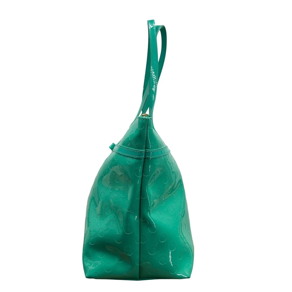 Kate Spade Sophie Camellia Street Patent Tote Bag Womens Teal Bow Shoulder Bag